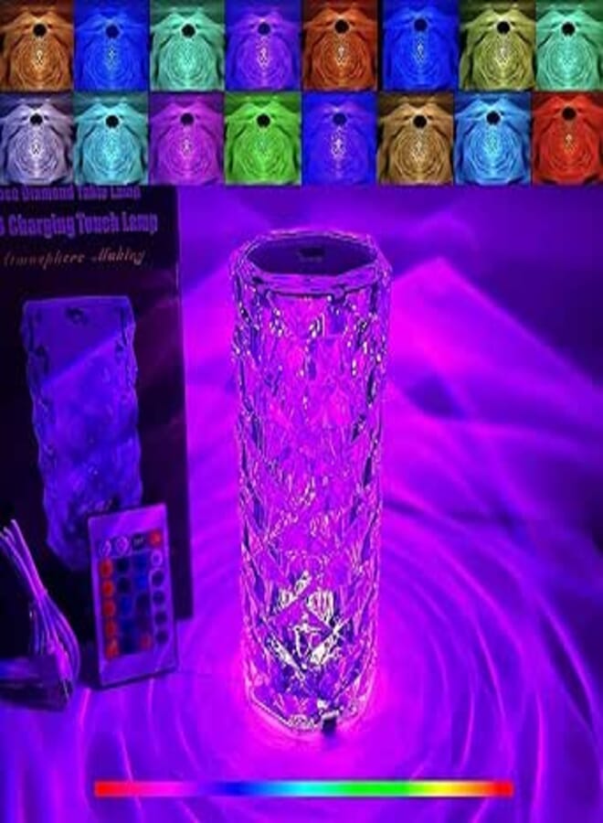 Crystal Lamp - Touch Control Diamond Table Lamp, 16 Color Changing RGB LED Night Light for Bedroom, Living Room, Home Decor, Party, Dinner, Office